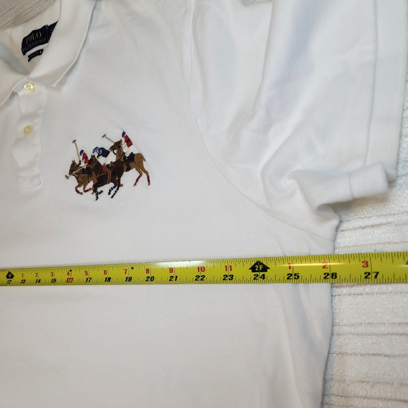 Polo Ralph Lauren Men’s Three Pony Polo Shirt Buttons White Size XL Classic Fit - Picture 8 of 9
